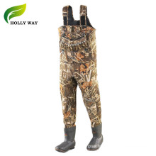 Bouchette de poitrine camo en néoprène sur mesure avec des bottes en caoutchouc pour la chasse